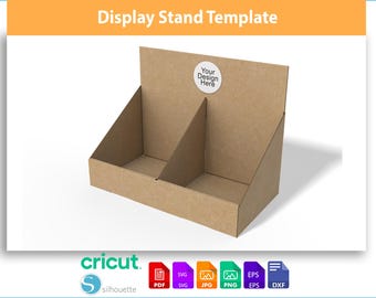 Counter Display Box with Two Sections | Product Stand Template SVG & PDF | DIY Display Box File