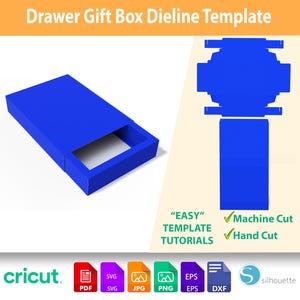Schublade Geschenkbox Dieline Box Vorlage SVG - DXF Schneidedatei | Verpackung Box Designs | Sofort Download