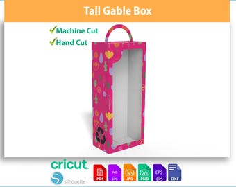 Tall Gable Box Template SVG - Doll Box with Window