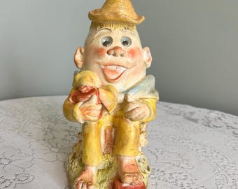 Ron Lee Clown Figurine Signed 83 Sharing Hotdog With Dog Onyx Base
