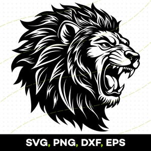 Lion Roaring Head SVG Digital Download, png, dxf, eps, Roaring Lion svg, Animal Cut File, Cricut File, Lion Silhouette, Roaring Lion Clipart
