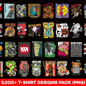 5000+ Streetwear T-Shirt Designs: Urban Graphics Bundle (PNG Files)