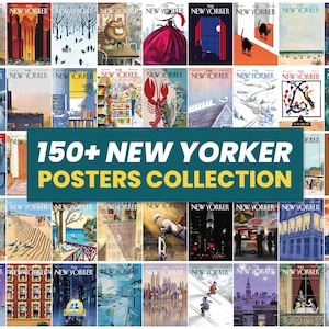 ニューヨーカーポスターセット｜150点以上の雑誌表紙プリント｜ヴィンテージ風エディトリアルアートワーク｜クラシックなイラストレーション装飾｜印刷可能なアートコレクション
