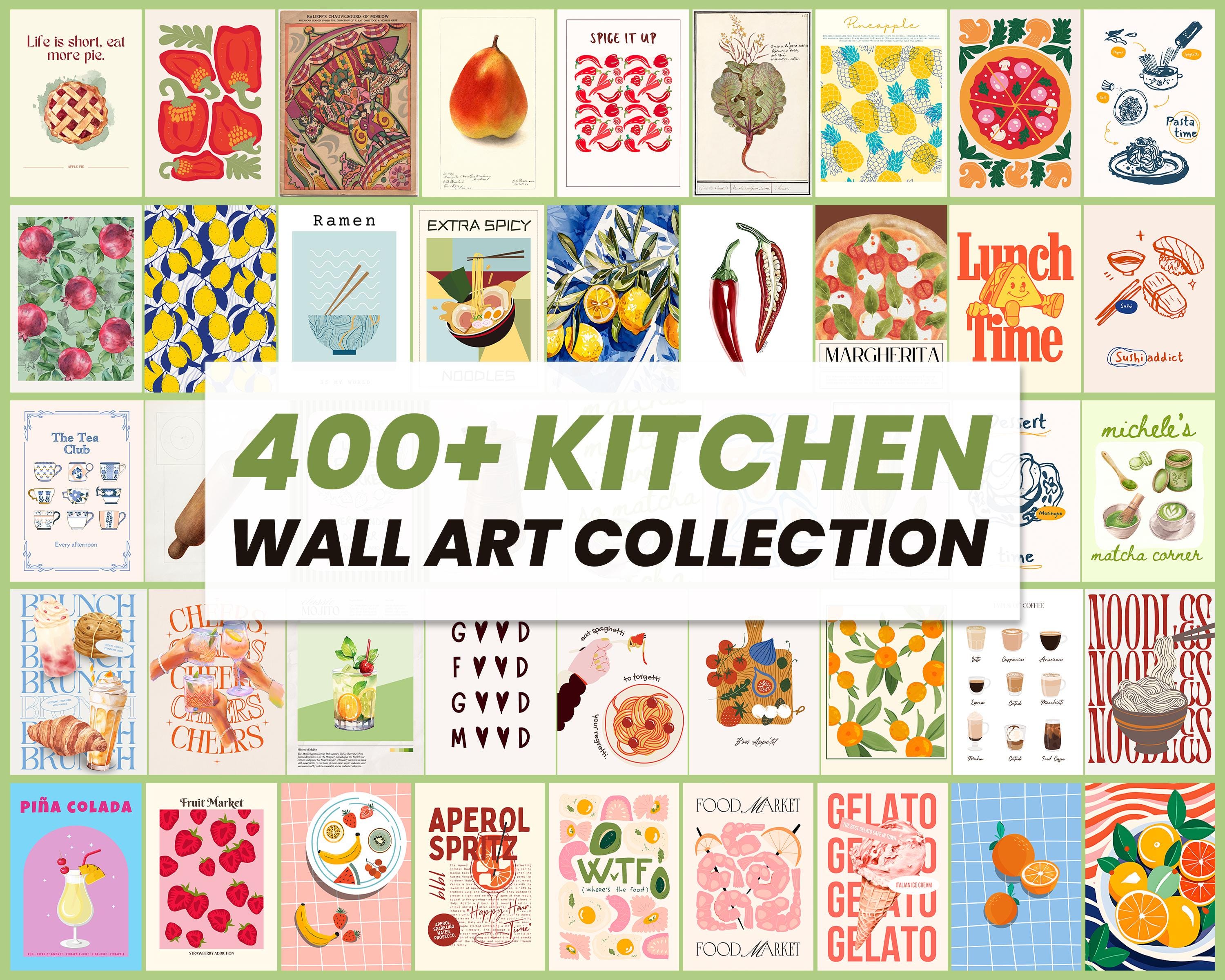 400+ Kitchen Wall Art Bundle | Printable Food & Coffee Prints | Vintage ...