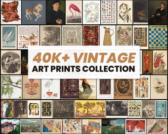 40,000+ Vintage Wall Art Bundle | Printable Antique Posters | Classic Art Prints | Digital Download | Commercial Use Pack