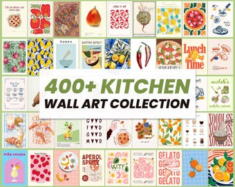 400+ Kitchen Wall Art Bundle | Printable Food & Coffee Prints | Vintage Modern Kitchen Decor | Digital Download Posters
