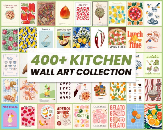 400+ Kitchen Wall Art Bundle | Printable Food & Coffee Prints | Vintage Modern Kitchen Decor | Digital Download Posters