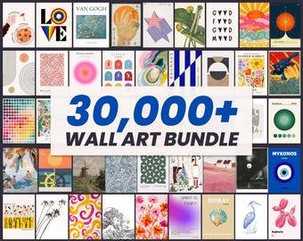 Pack de 30 000 affiches murales pour la revente | Droits de revente et de revente (PLR/MRR) | Affiches imprimables 300 dpi | Collection d'art moderne vintage