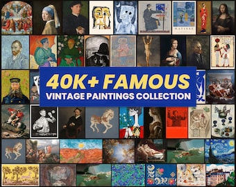 40,000+ Famous Vintage Wall Art Bundle | Classic Masterpiece Prints | Antique Posters | Printable Art | Digital Download