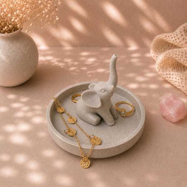 Elephant Ring Dish | 3D Printed Jewelry Holder | Aesthetic Vanity Decor | Modern Trinket Tray