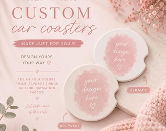 Sottobicchieri per auto personalizzati / Sottobicchieri per auto personalizzati in ceramica o neoprene / Regalo personalizzato / Il tuo design, tema o idea