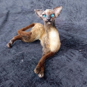 Siamese kattenbeeldjes Handgemaakt standbeeld woondecoratie Huisdier sculptuur miniatuur