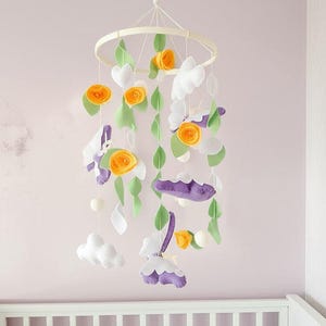 Baby girl mobile, Felt mobile Butterfly mobile, Felt flower mobile, Baby Girl Mobile for Crib, Crib mobile, Baby mobile Floral nursery decor
