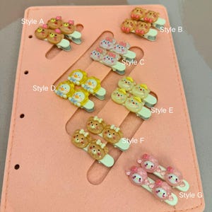 Kawaii Animal Hair Clip Pair, Cute Bear Bunny Hair Slide, Y2K Kidcore Bangs Clip, Pastel Resin Barrette, Duck Hair Grip, Stocking Filler