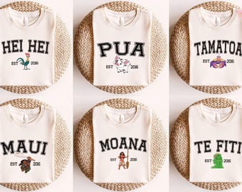 Camiseta de personajes de Moana, camisa, camiseta a juego de la familia Disney, Hei Hei Maui Moana Te Fiti Tamatoa, Est 2016, diseño clásico de Disney