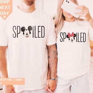 Retro 90s Disney Mickey and Minnie Broke and Spoiled T-Shirt, Couple Matching Shirts, Disney Family Outfits, Holiday 2025 Collection