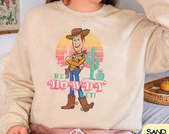 Hey Howdy Hey Woody Toy Story T-Shirt, Shirt, Retro 90s Disneyland Design, Perfect for Pixar Fans, Classic Sheriff Cowboy Character Tee