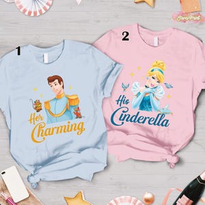 Princess Cinderella and Prince Charming T-Shirt, Crop Top, Cinderella Couple Shirt, Princess Valentine Gift, Family Couple Shirt