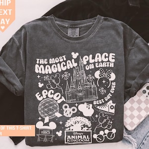Retro 90s The Most Magical Place On Earth Shirt, Disney Vacation Tee, Magic Kingdom Souvenir, Family Trip Shirt, Watercolor Castle Art