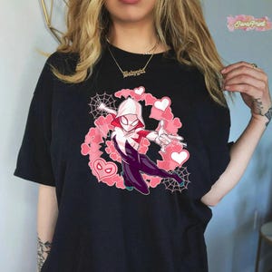 Gwen Stacy Spider Woman T-Shirt, Crop Top, Ghost Spider Design, Spider Man Into the Spider Verse Collection, Superhero Hearts Shirt