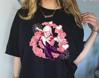Gwen Stacy Spider Woman T-Shirt, Shirt, Ghost Spider Design, Spider Man Into the Spider Verse Collection, Superhero Hearts Shirt