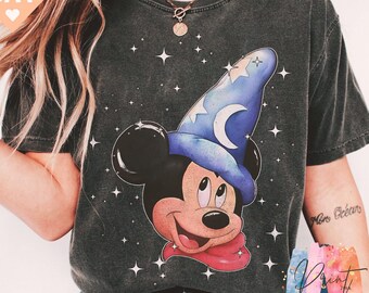 Camiseta de Mickey de Fantasía de Disney, Camiseta vintage de Mickey hechicero, Camiseta de Disney Magic Vacation, Diseño clásico de Mickey mago, Retro años 90.