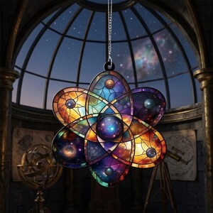 Galaxy Atom Acrylic Window Hanging, Science Teacher Gift, Lab Week 2026, Scientist & Science Mom Gift, Class Decor, Lab Teacher Ornament image 5