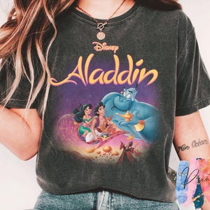 Disney Aladdin Magic Carpet T-Shirt, Classic Movie Cast Design, Perfect for Disney Fans, Jasmine Jafar Gift, Unisex Adult and Kid Tee