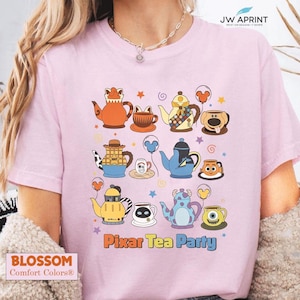 Retro 90er Jahre Disney Pixar kokett Teeparty Shirt, Cars Monster Inc Toy Story, Inside Out Disneyland, Familienurlaub Geschenk