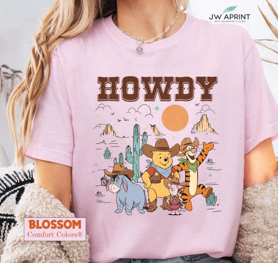 Retro 90s Disney Winnie the Pooh Western Shirt, Eeyore Tigger