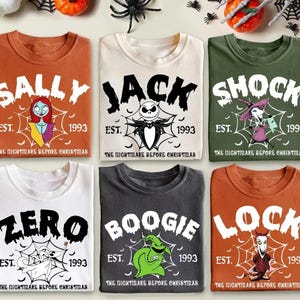 Vintage Nightmare Before Christmas Tee, Jack, Sally, Boogie, Lock, Shock, Zero Halloween Shirt, Disney Family Matching Halloween Tops image 1