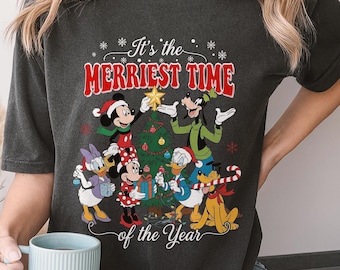 Mickey and Friends Christmas T-Shirt, Crop Top, Disneyland Holiday Trip Design, Very Merry Xmas Lights Collection, Family Vacation Gift