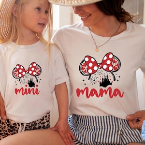 Disney Minnie Mouse Mama and Mini T-Shirt, Crop Top, Matching Family Shirt, Mother&#39;s Day Gift, Disney Mom and Daughter Tee, Classic Disney