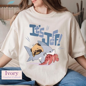 Jeff the Shark Butch Tee, It&#39;s Jeff Disney Shirt, Vintage 90s Retro Style, Perfect for Shark Enthusiasts, Classic Cartoon Fan Gift