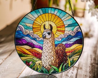 Llama Glass Window Hanging, Kute Llama Window Decor, Animal Lover Gift, Llama Yard Decor, Cute Animal Decor & Gift