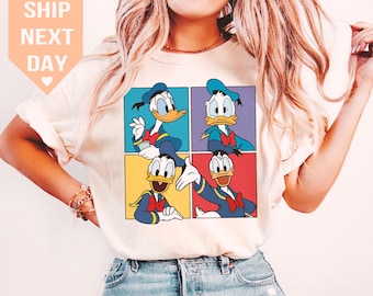 Retro 80s Donald Duck T-Shirt, Disney Birthday Gift, Disneyworld Matching Outfit, Cute Cartoon Design, Classic Disney Character Shirt