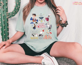 Camiseta de Mary Poppins de Disney, diseño "Prácticamente perfecta en todos los sentidos", estilo retro de los 90, camiseta clásica de la película Disney, regalo mágico para la niñera.