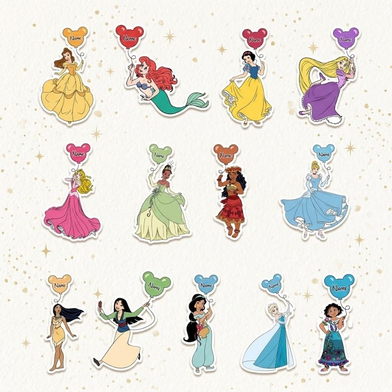 Disney Princess Cruise Line Magnets – Mickey Balloon, Cinderella, Belle, Ariel, Moana Family Vacation & Girls Trip Magnets image 3