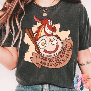 Retro 90s Disney Mulan Mushu Dragon T-Shirt, Breakfast Quote Design, Disneyland Souvenir, Unisex Shirt, Birthday Gift Idea