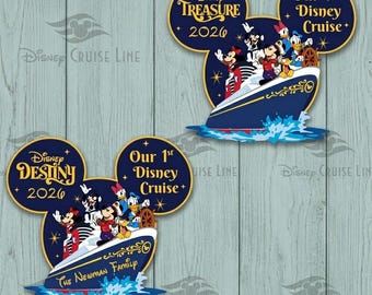 Imán personalizado de Disney Cruise Line con el nombre de la familia y del crucero, imán de Disney con Mickey y sus amigos, imán de Disney con el letrero familiar de Disney Wish Treasure.
