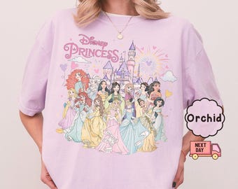 Retro 90er Jahre Disney Prinzessinnen T-Shirt, Vintage Belle Rapunzel Aschenputtel, klassisches Prinzessinnen Design, perfekt für Disney Fans, Freizeitpark Geschenk