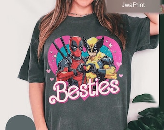 Deadpool Wolverine Besties Forever T-Shirt, Crop Top, Superhero Best Friends Tee, Movie Character Design, Comic Fan Gift