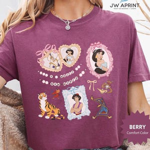 Retro 90s Disney Jasmine Shirt, Princess Watercolor Design, Minnie Ears Inspired, Disney Castle Theme, Matching Collection, Vintage Disney