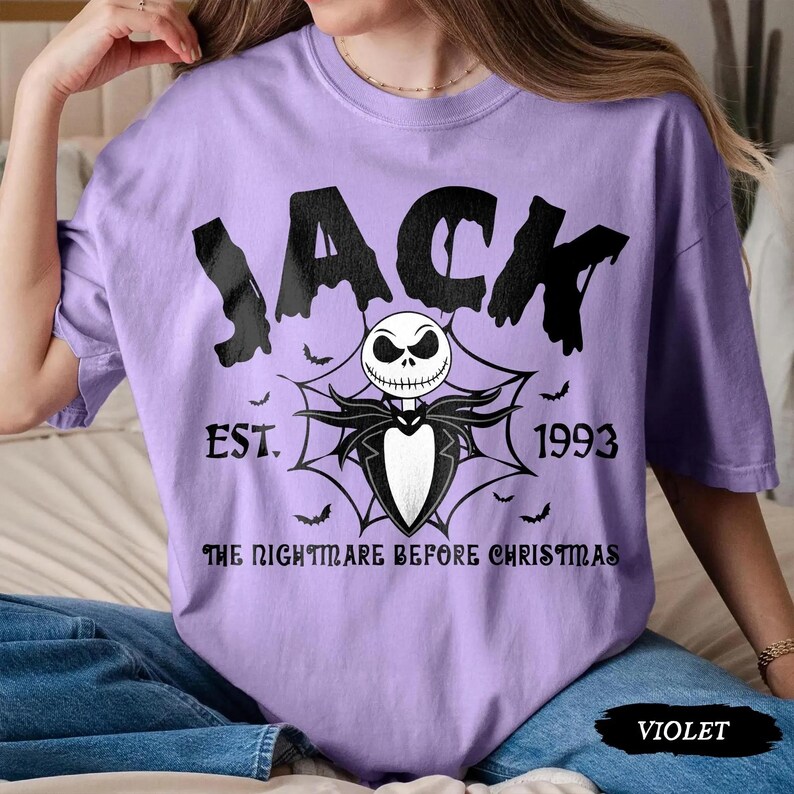 Vintage Nightmare Before Christmas Tee, Jack, Sally, Boogie, Lock, Shock, Zero Halloween Shirt, Disney Family Matching Halloween Tops image 2