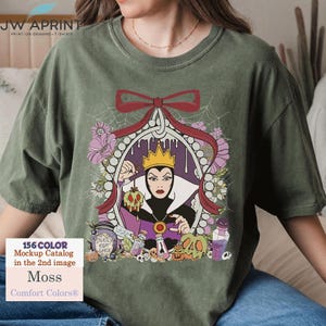 Snow White Evil Queen T-Shirt, Retro 90s Disney Villain Design, Evil Coquette Bow Portrait, Halloween Costume Shirt, Vintage Cartoon Gift