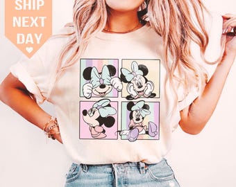 Camiseta retro de Minnie Mouse de los 90, colección vintage de Disney, perfecta para fans de Disney, diseño clásico de dibujos animados, regalo de Disneyland.