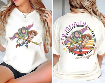Toy Story Vorder und Rückseite doppelseitiges T-Shirt, Shirt, bis unendlich und darüber hinaus, Disneyland Shirt, Toy Story Land, Disney Familien Shirt.