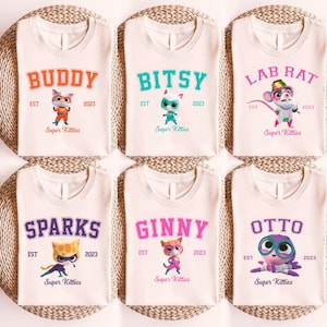 Disney Super Kitties Tee, Matching Kids Shirt, Disney Buddy Bitsy Ginny Sparks Cat Design, Perfect for Disney Fans, 2025 Trip Gift