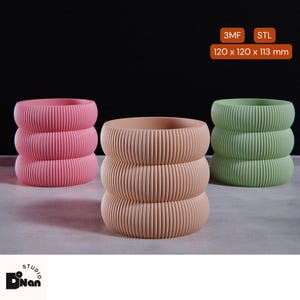 Ripple Stack Vase: Minimalist 3D Print File (STL 3MF)