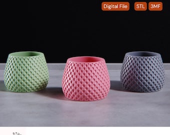 3D Printed Vase STL File: Modern DotWave Planter (Digital Download)